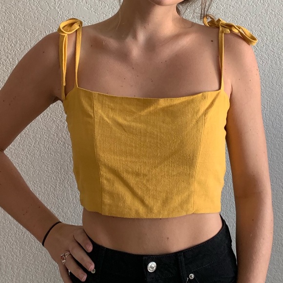 yellow tie crop top
